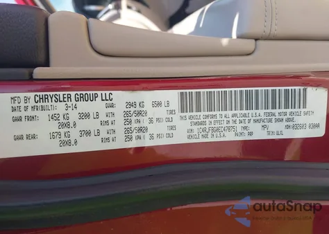 2014 Jeep Grand Cherokee Limited from USA, damaged, VIN 1C4RJFBG0EC478751